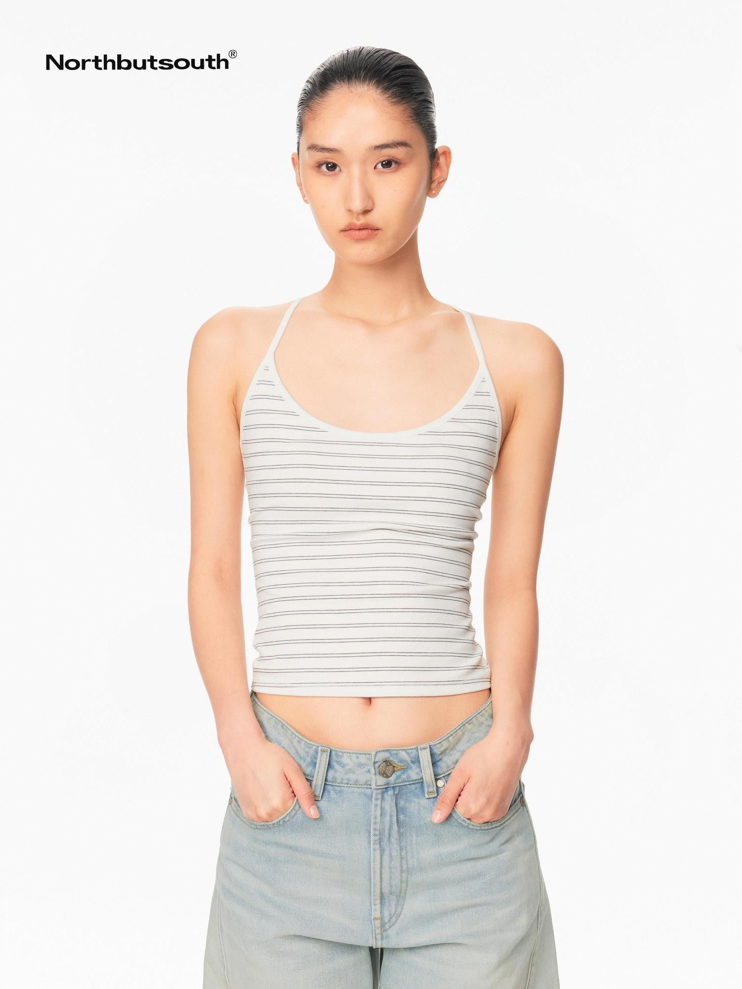 Northbutsouth Striped U Neck Racerback Slim Fit Women&