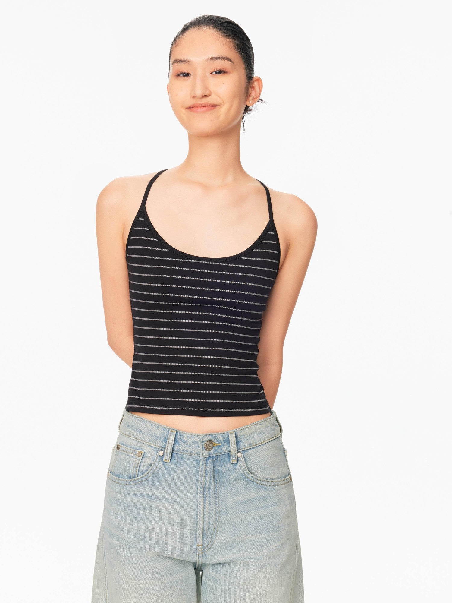 Northbutsouth Striped U Neck Racerback Slim Fit Women&