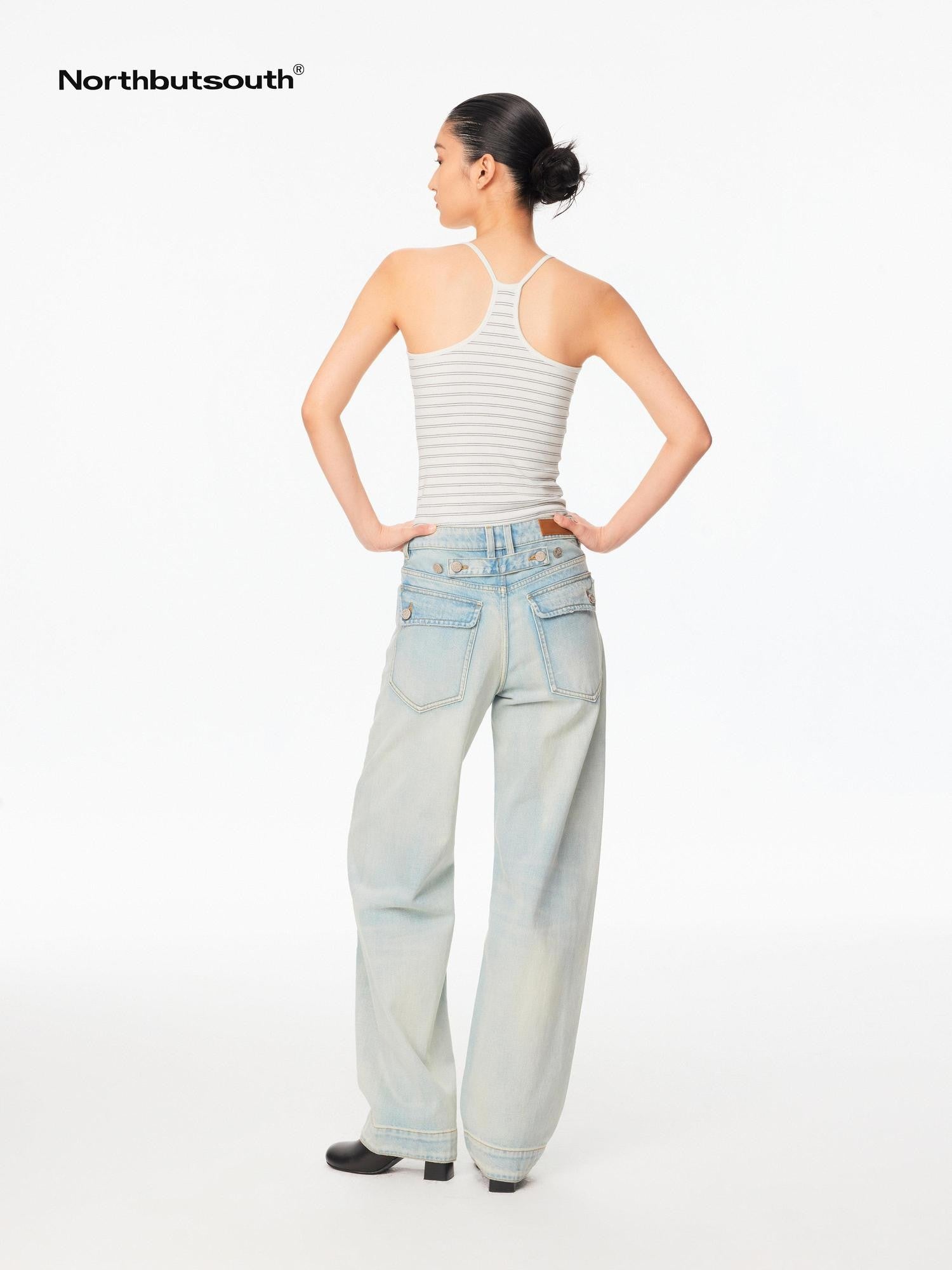 Northbutsouth Striped U Neck Racerback Slim Fit Women&