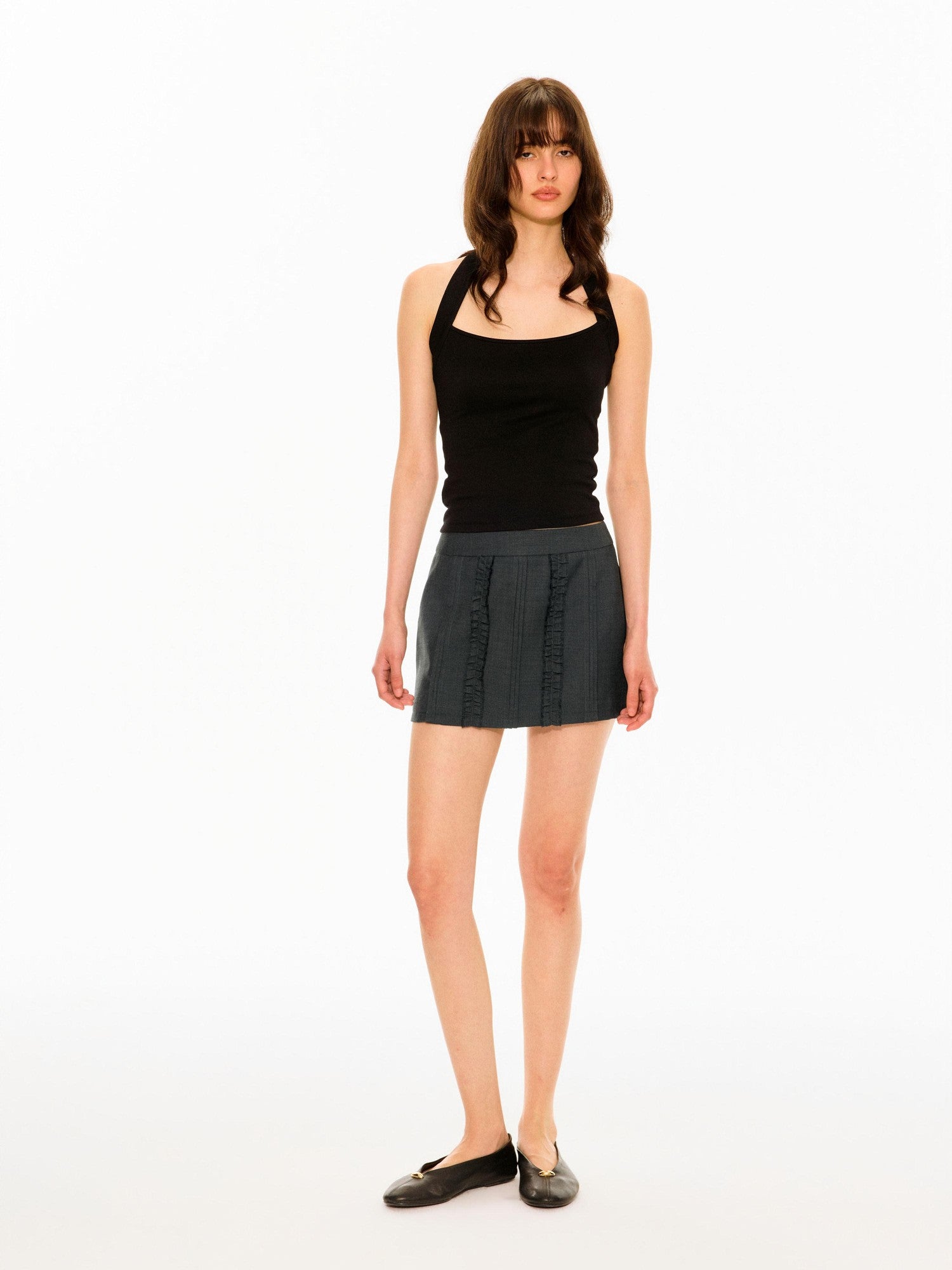 Northbutsouth Structured Accordion Pleats A Line Ruffle Hem Women&
