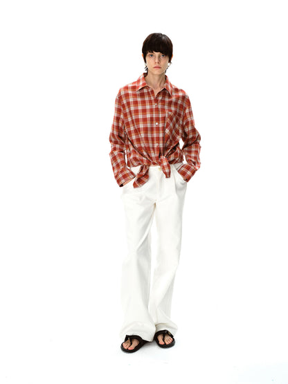 Northbutsouth Textured Bamboo Cotton Relaxed Fit Low Waist Trousers