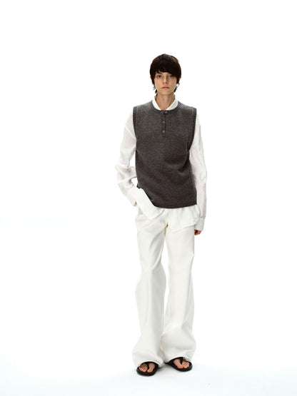 Northbutsouth Textured Bamboo Cotton Relaxed Fit Low Waist Trousers