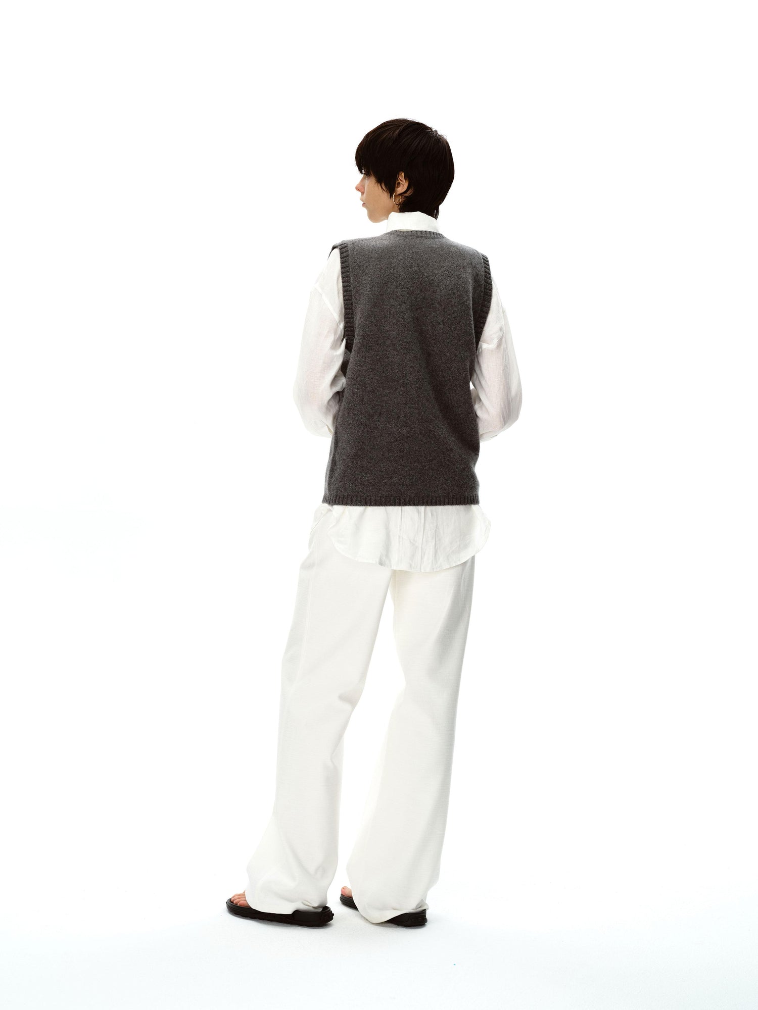 Northbutsouth Textured Bamboo Cotton Relaxed Fit Low Waist Trousers