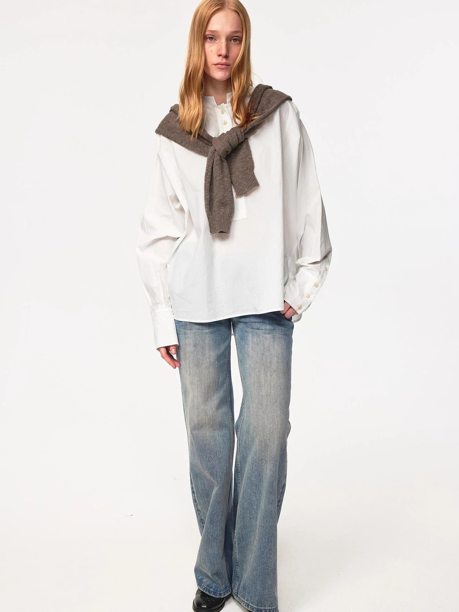 Textured Crease Low Rise Relaxed Jeans