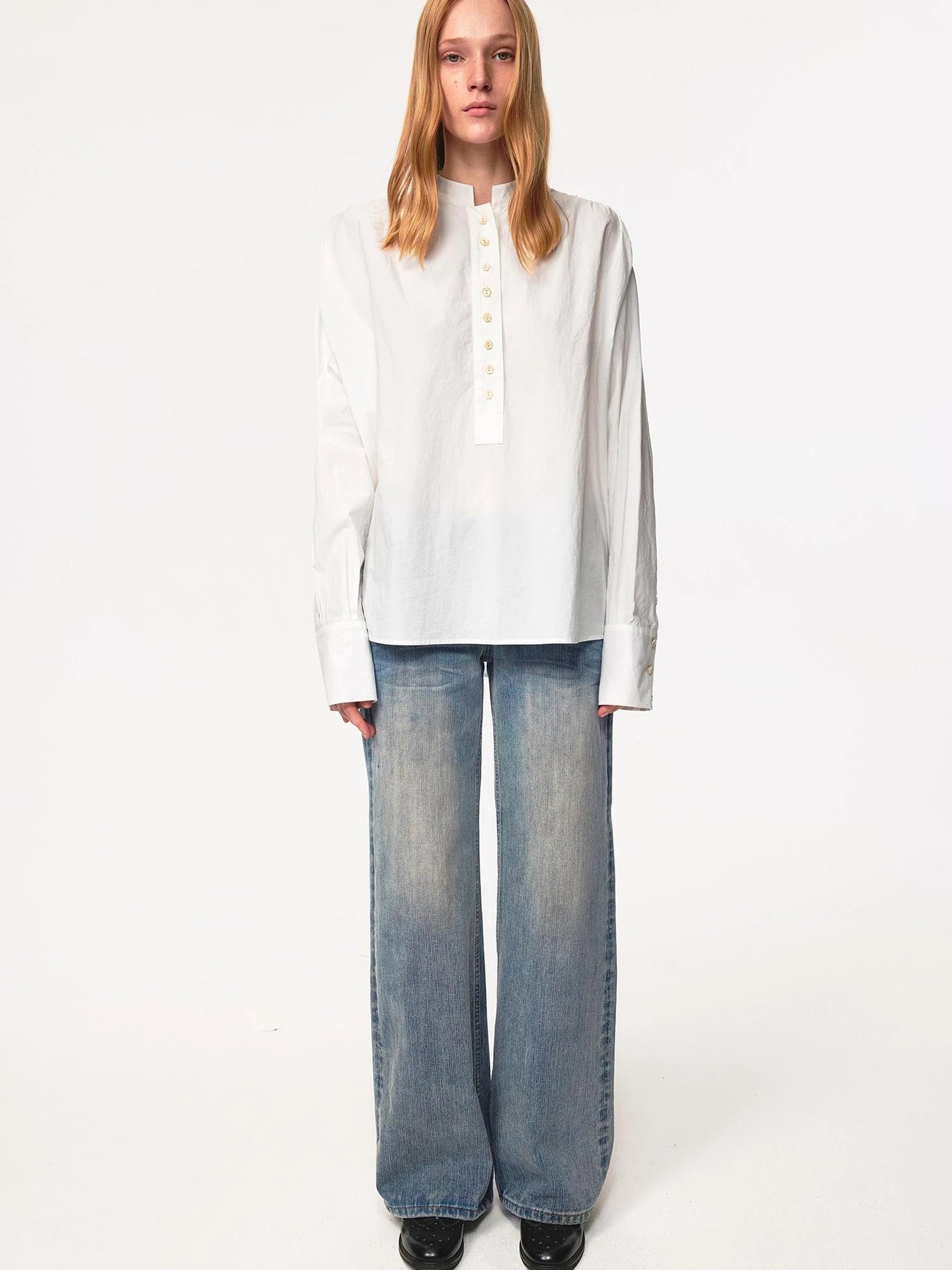 Textured Crease Low Rise Relaxed Jeans