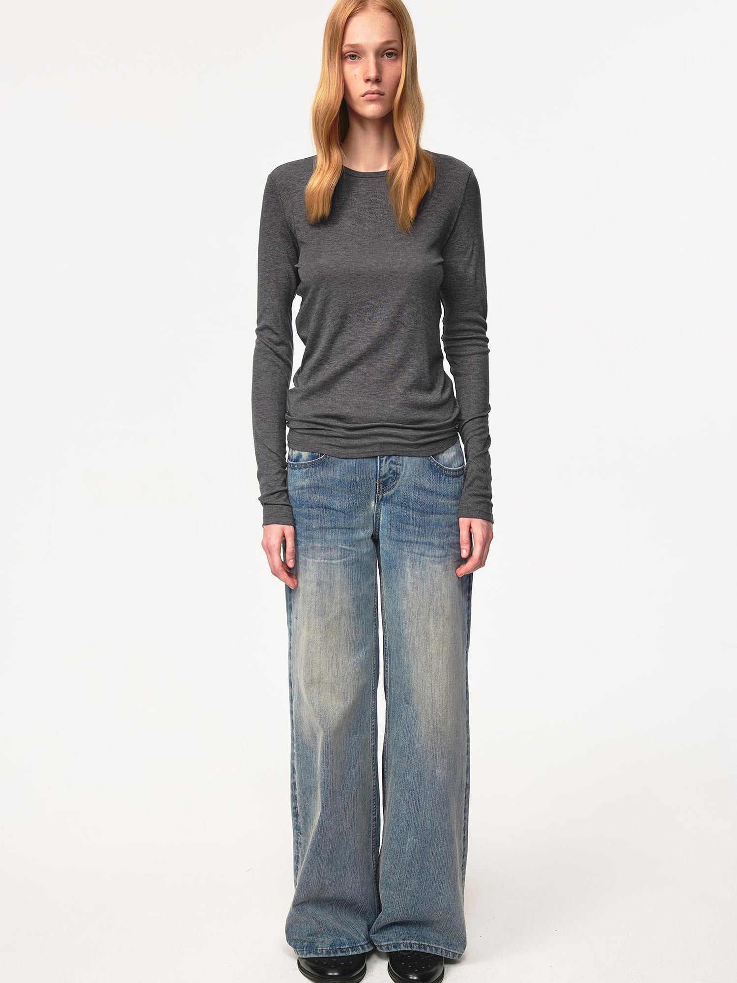 Northbutsouth Textured Crease Low Rise Relaxed Jeans