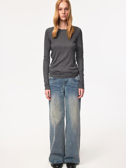 Northbutsouth Textured Crease Low Rise Relaxed Jeans