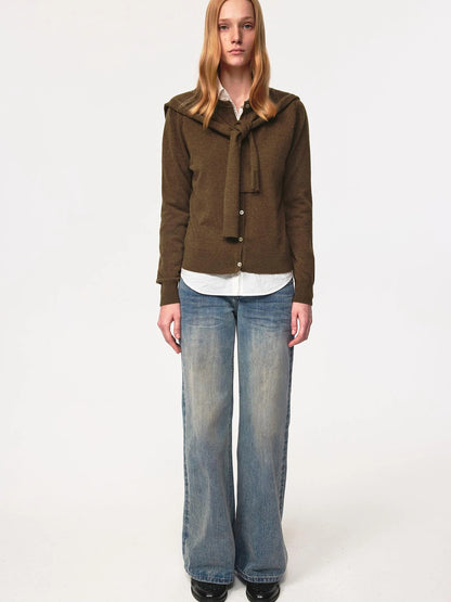 Textured Crease Low Rise Relaxed Jeans