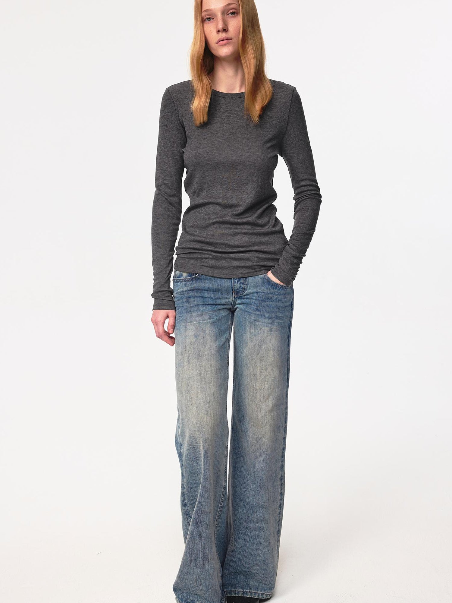 Northbutsouth Textured Crease Low Rise Relaxed Jeans