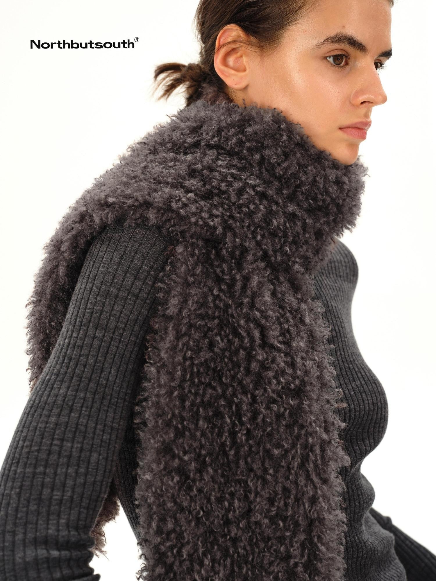 Northbutsouth Textured Curly Teddy Plush Faux Fur Women&