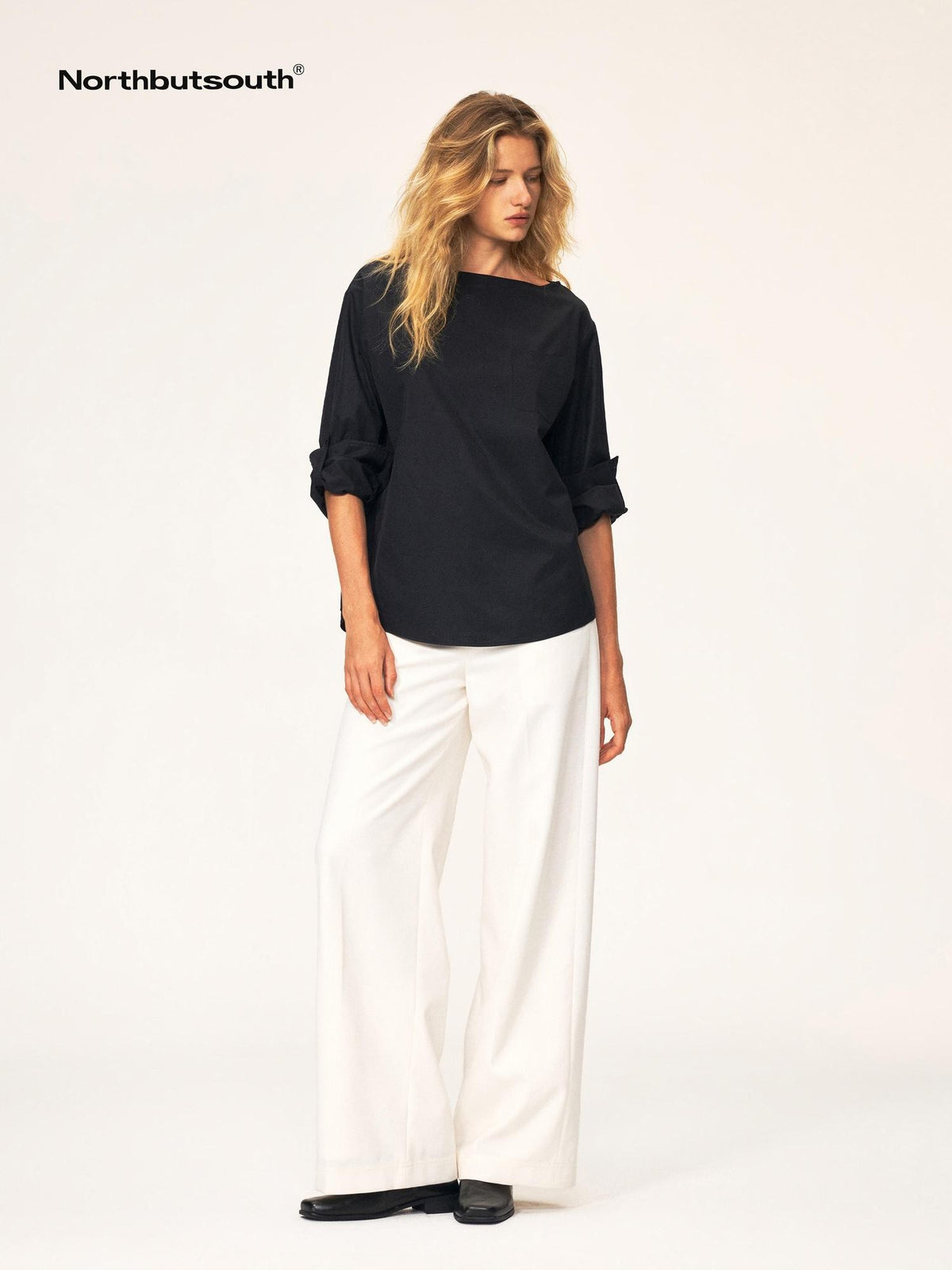Northbutsouth Textured Front Pleated Mid Low Rise Women&