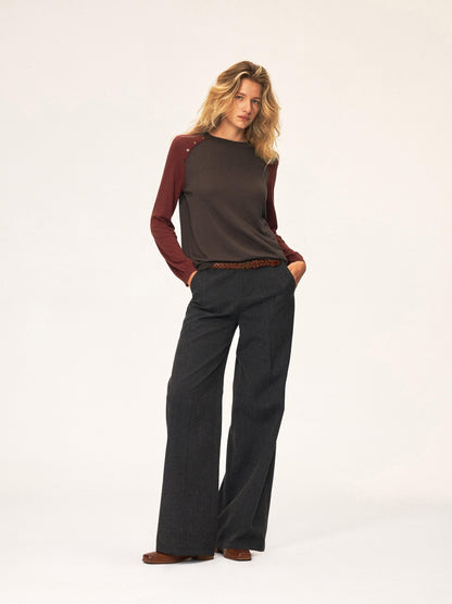 Northbutsouth Textured Front Pleated Mid Low Rise Women&