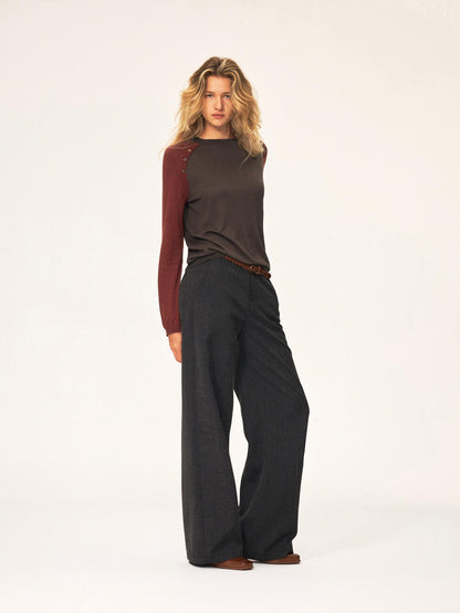 Northbutsouth Textured Front Pleated Mid Low Rise Women&
