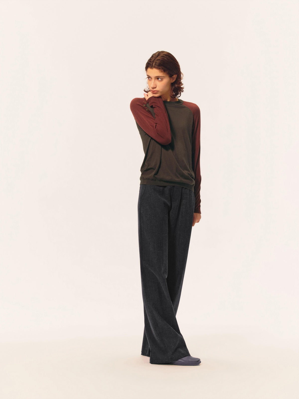 Northbutsouth Textured Front Pleated Mid Low Rise Women&