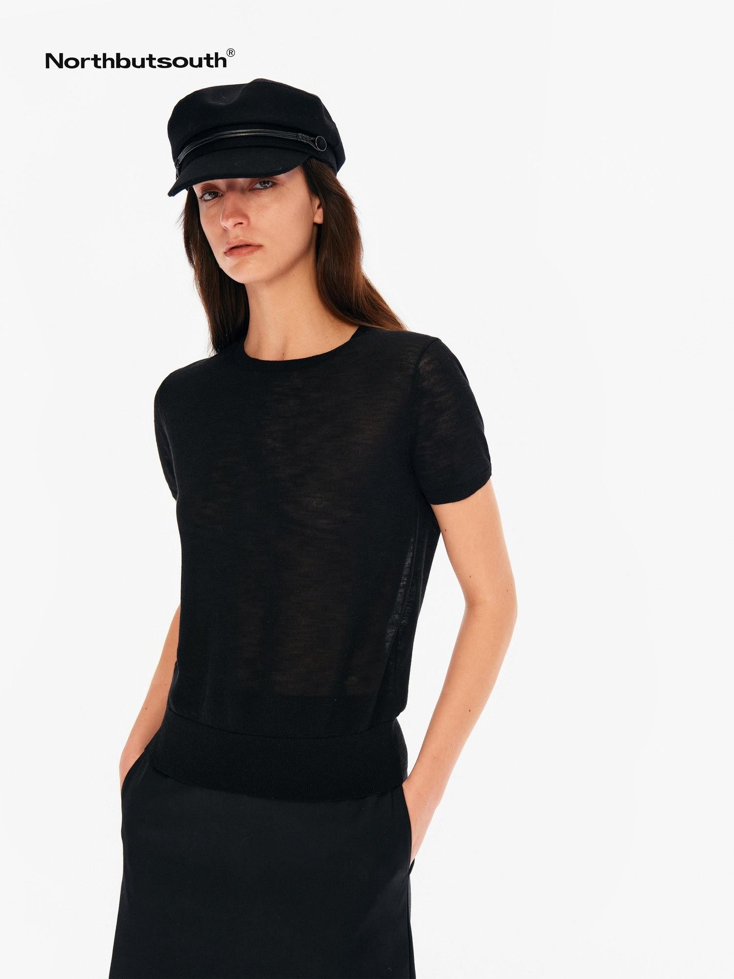 Northbutsouth Textured Linen Knit Round Neck Women&