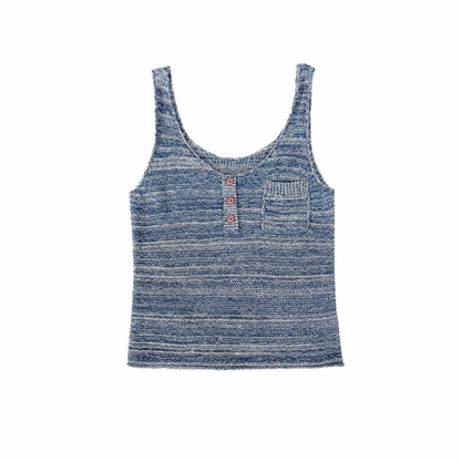 Northbutsouth_Textured_Melange_Three_Button_Rolled_Edge_U_Neck_Women&