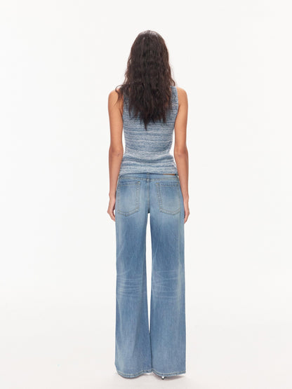 Northbutsouth Textured Melange Three Button Rolled Edge U Neck Women&
