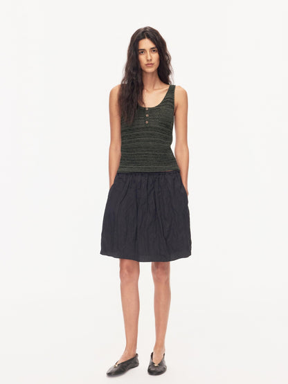 Northbutsouth Textured Melange Three Button Rolled Edge U Neck Women&