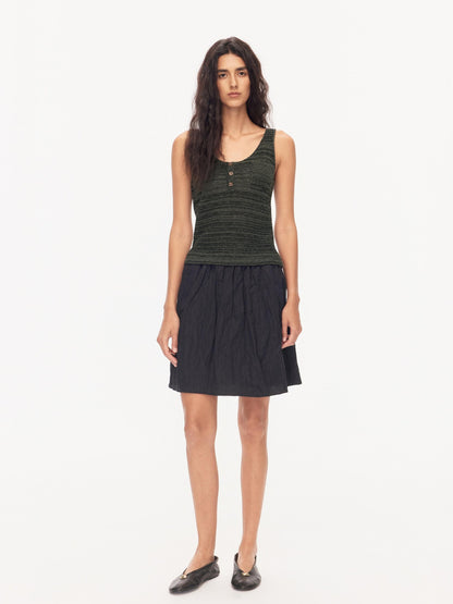 Northbutsouth Textured Melange Three Button Rolled Edge U Neck Women&