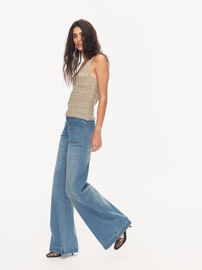 Northbutsouth Textured Melange Three Button Rolled Edge U Neck Women&