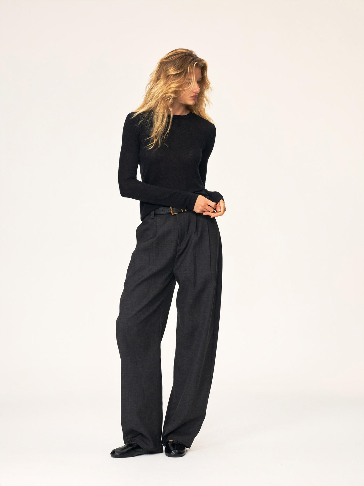 Northbutsouth Textured Print Double Pleated Mid Low Rise Women&