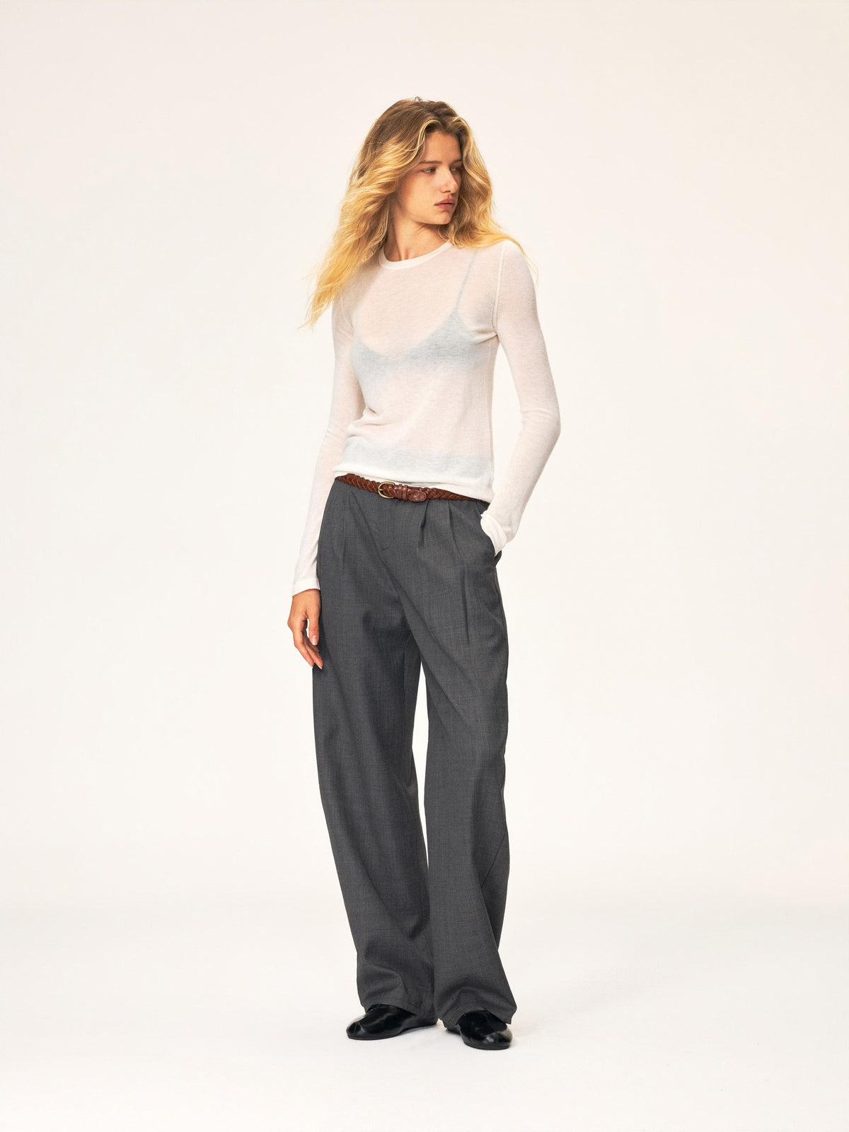 Northbutsouth Textured Print Double Pleated Mid Low Rise Women&