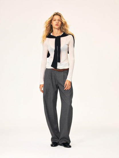 Northbutsouth Textured Print Double Pleated Mid Low Rise Women&