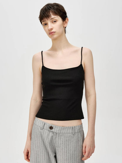 Textured Ribbed Slim Fit Camisole V-neck