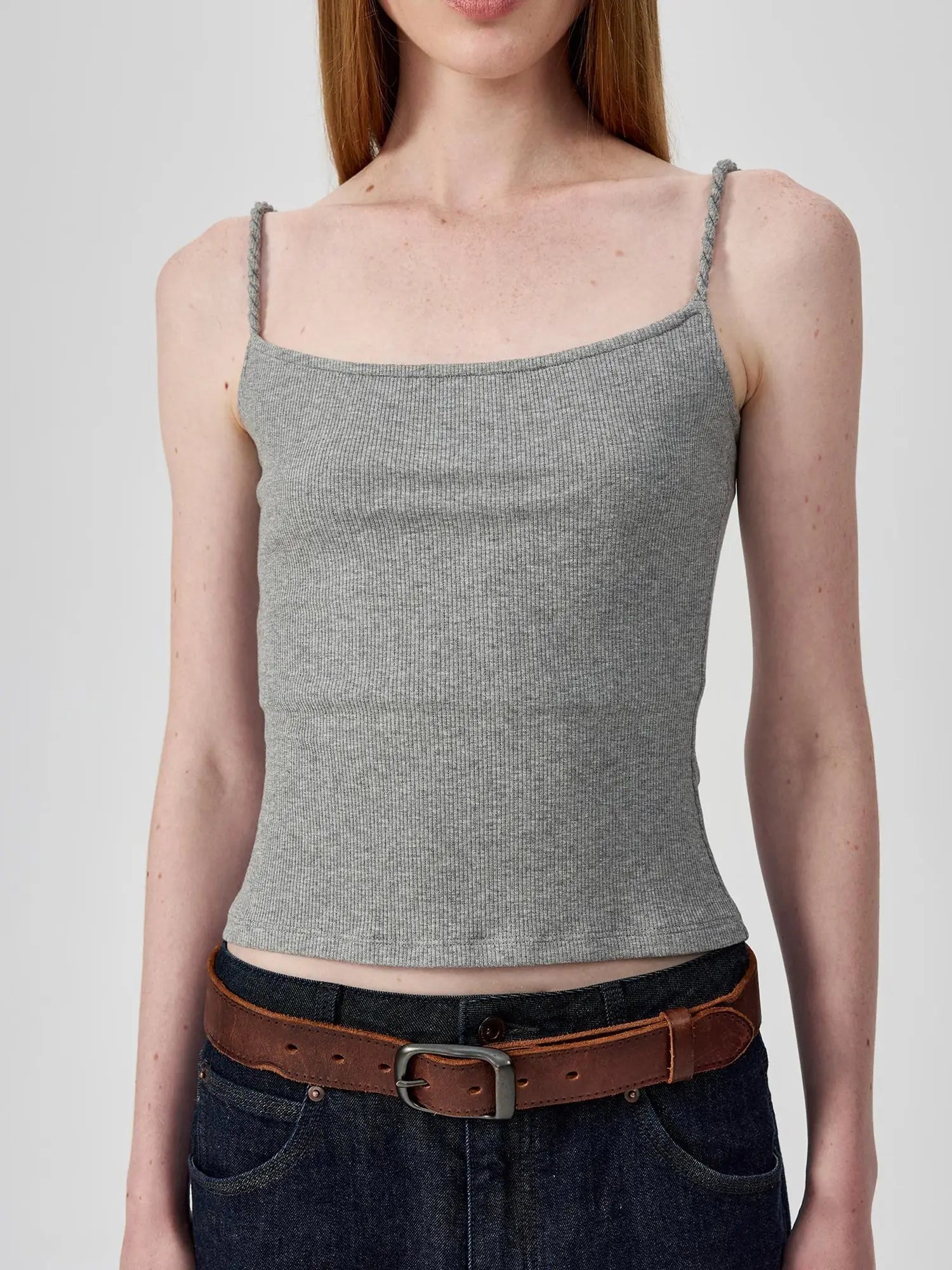 Textured Ribbed Slim Fit Camisole V-neck