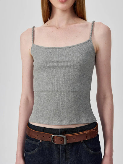 Textured Ribbed Slim Fit Camisole V-neck