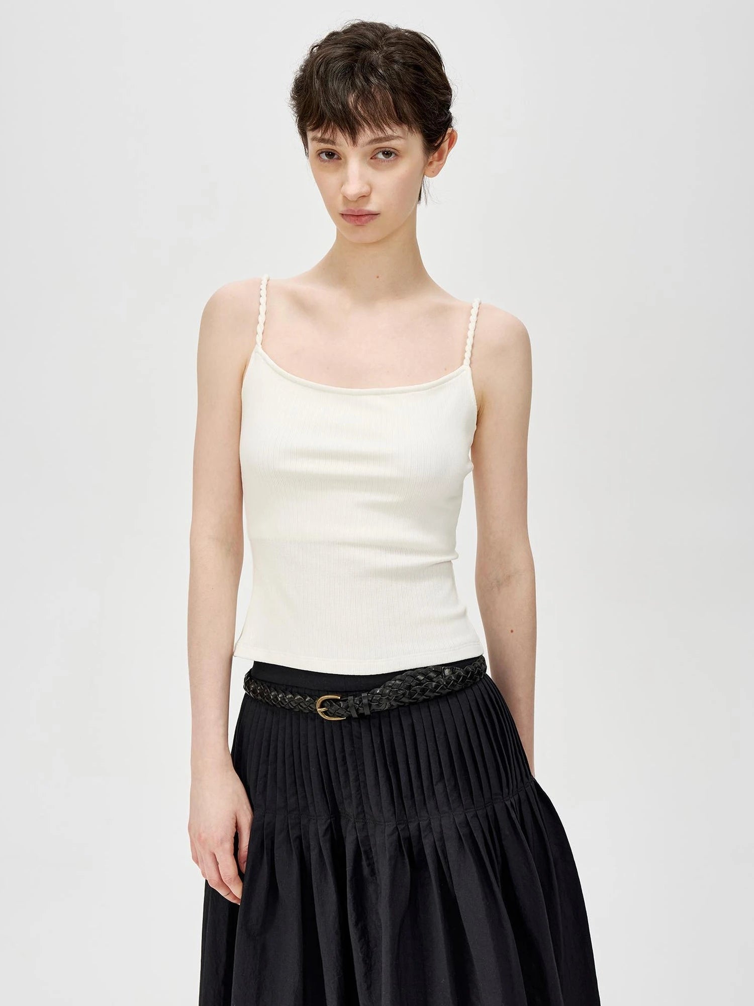 Textured Ribbed Slim Fit Camisole V-neck