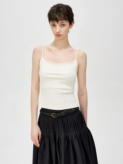 Textured Ribbed Slim Fit Camisole V-neck