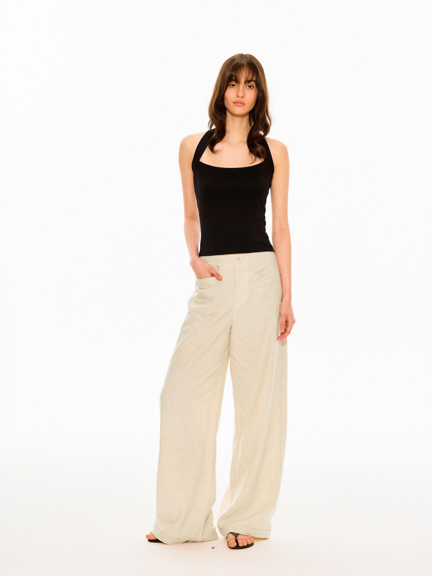 Northbutsouth Textured Waistless Mid Low Rise Square Pocket Women&