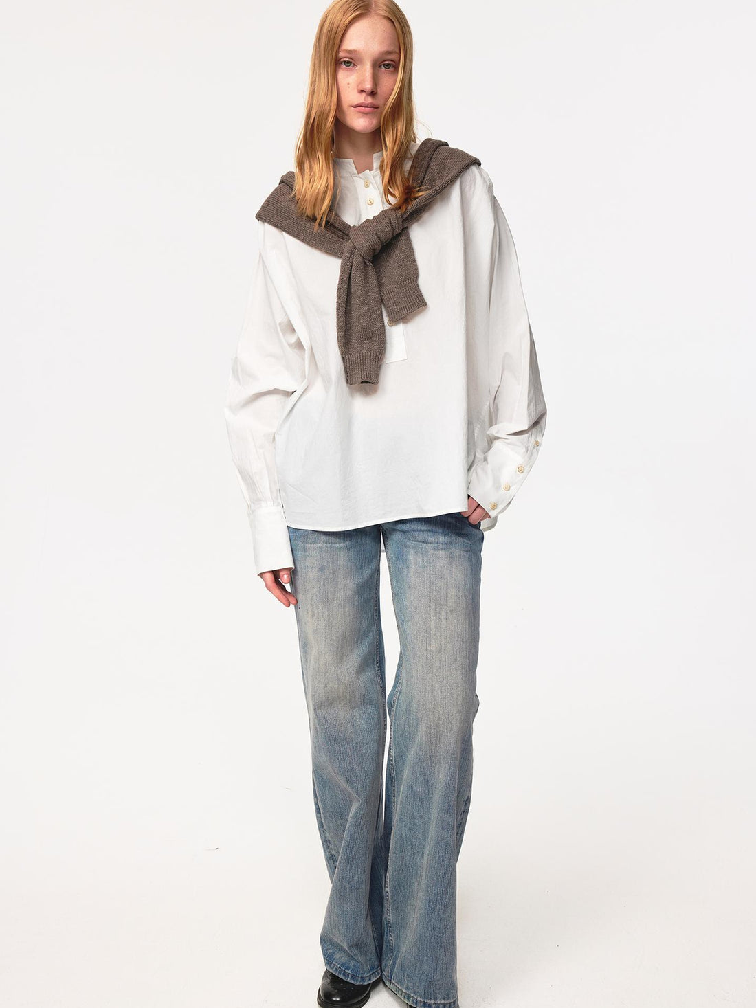 Northbutsouth Textured Washed Relaxed FiT-shirt With Floral Button Detail