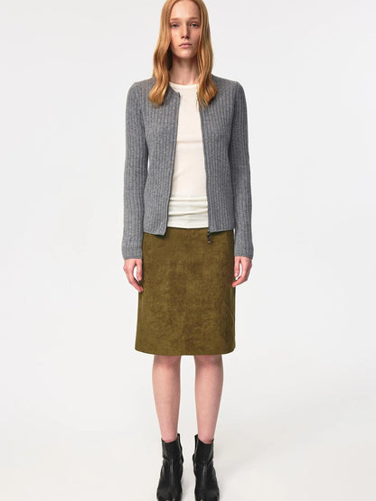 Thermo Soft Merino Cashmere Ribbed Dual Zip Cardigan