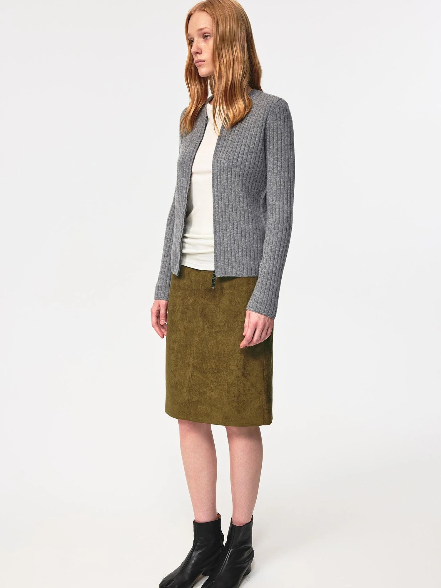 Thermo Soft Merino Cashmere Ribbed Dual Zip Cardigan