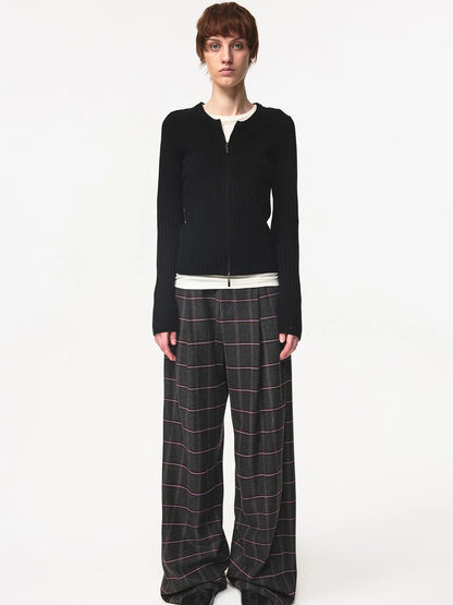 Thermo Soft Merino Cashmere Ribbed Dual Zip Cardigan