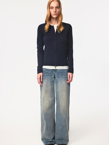 Northbutsouth Thermo Soft Merino Cashmere Ribbed Dual Zip Cardigan