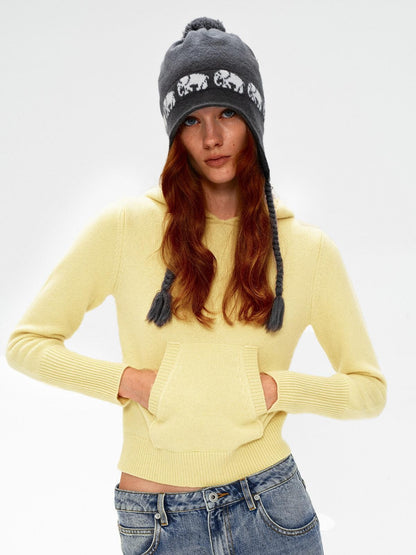 Northbutsouth Three Color Hooded Knit Pullover Women&
