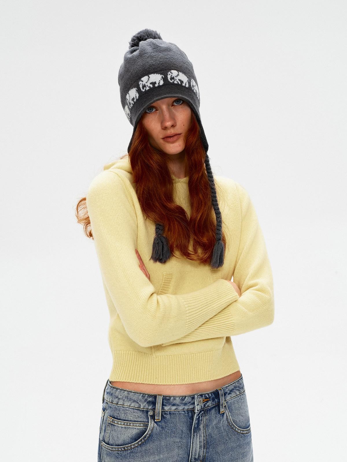 Northbutsouth Three Color Hooded Knit Pullover Women&
