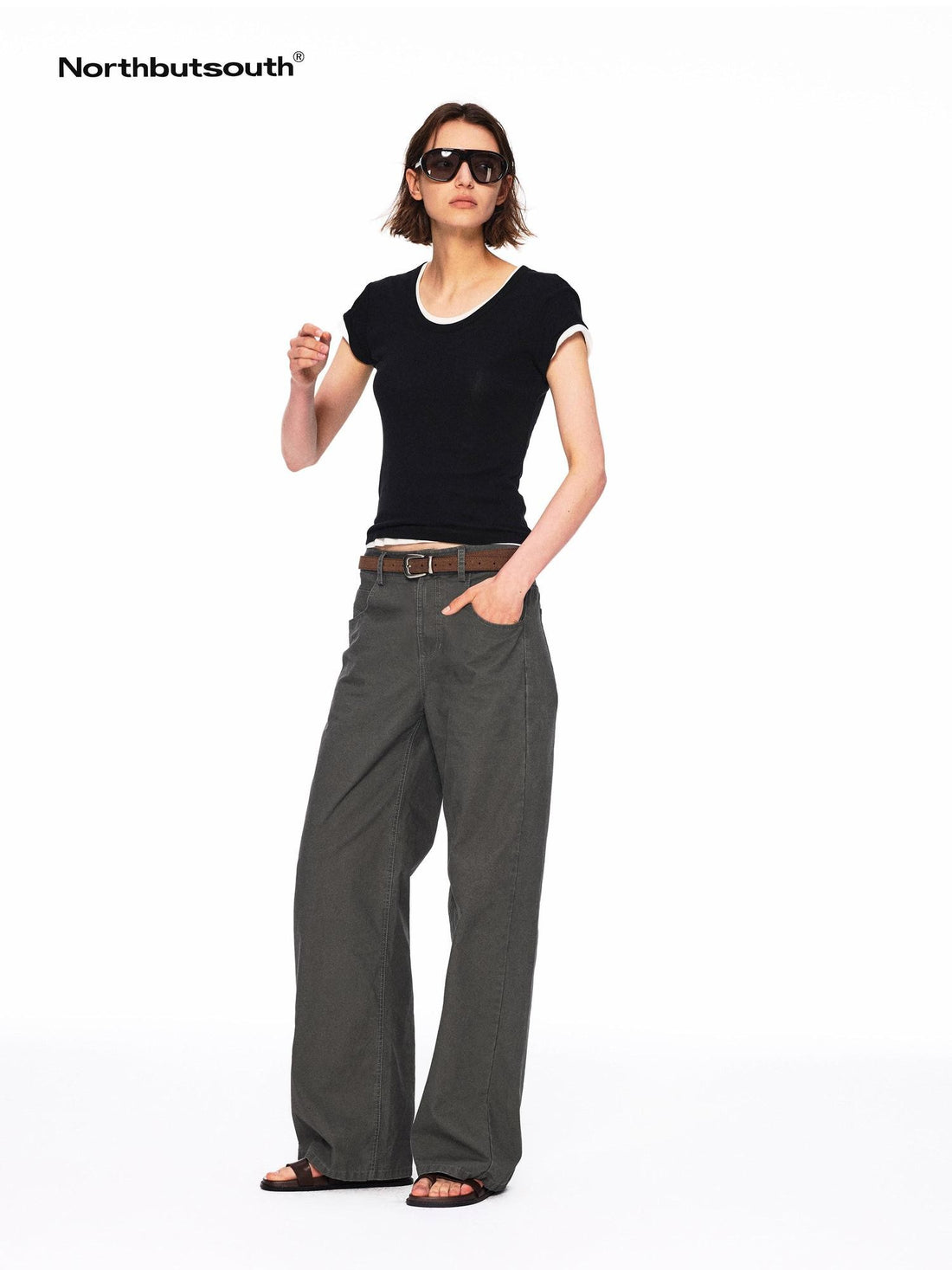 Northbutsouth Three Color Layered U Neck Slim Women&