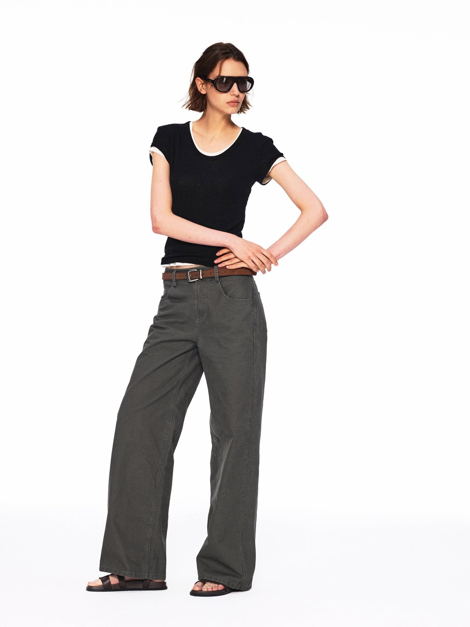 Northbutsouth Three Color Layered U Neck Slim Women&