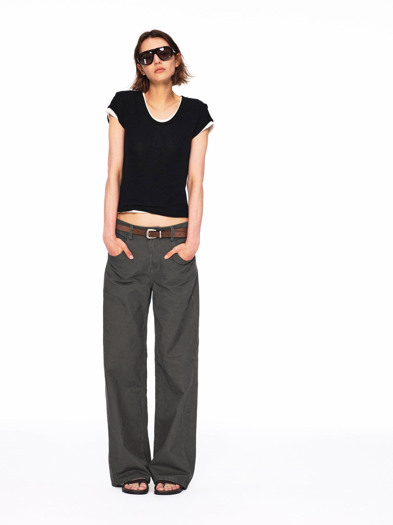 Northbutsouth Three Color Layered U Neck Slim Women&