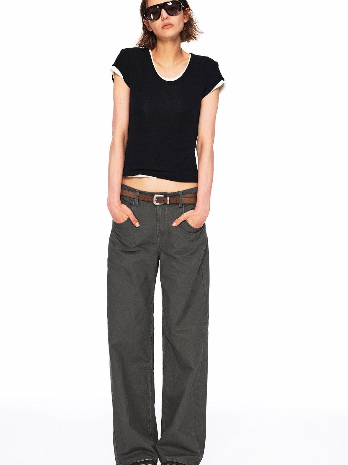 Northbutsouth Three Color Layered U Neck Slim Women&