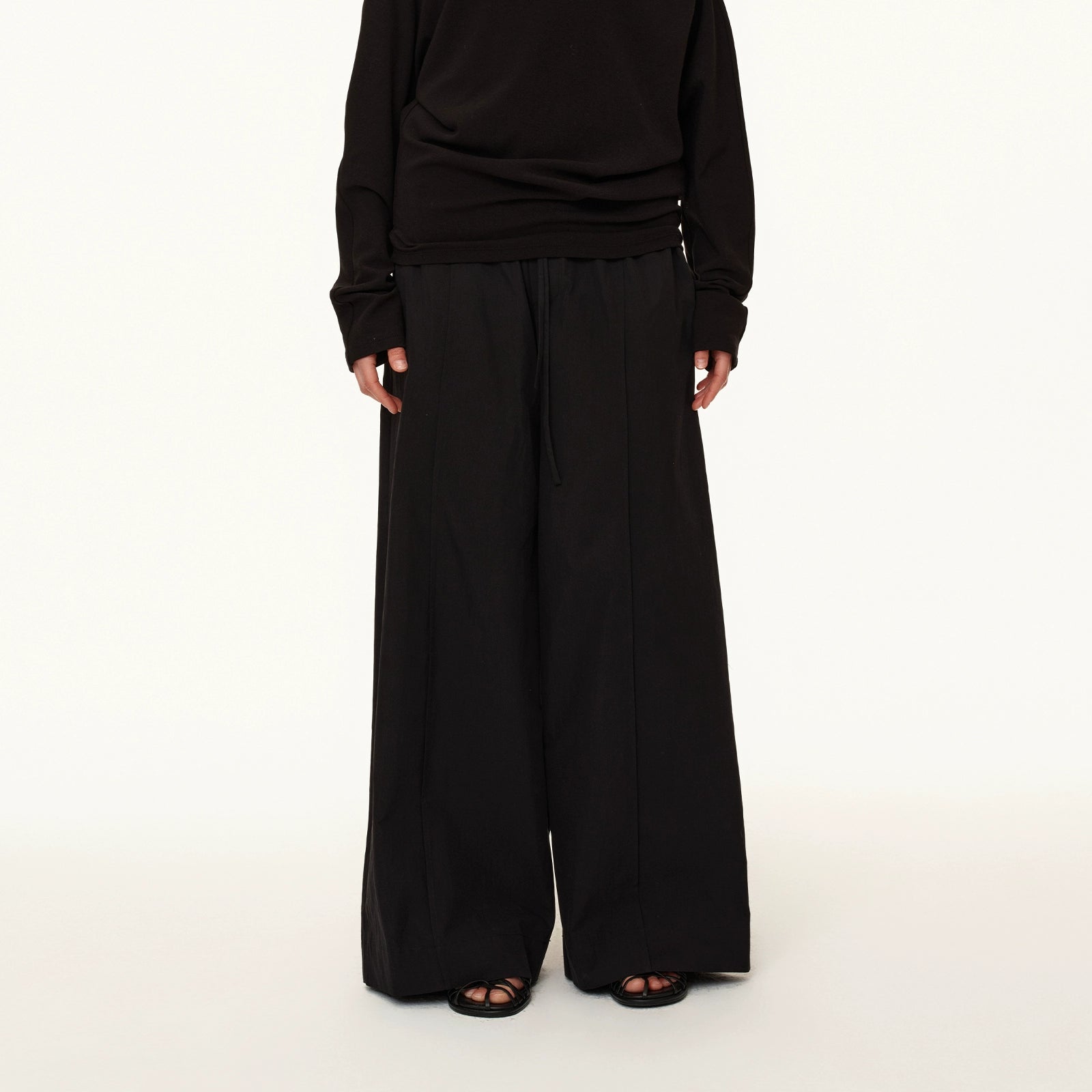 Northbutsouth Three Color Pleated Elastic Waist Wide Leg Pants MISSTT