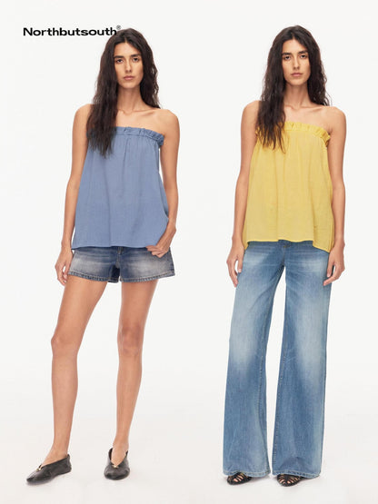 Northbutsouth Three Color Pressed Pleat Textured Slim Fit Women&