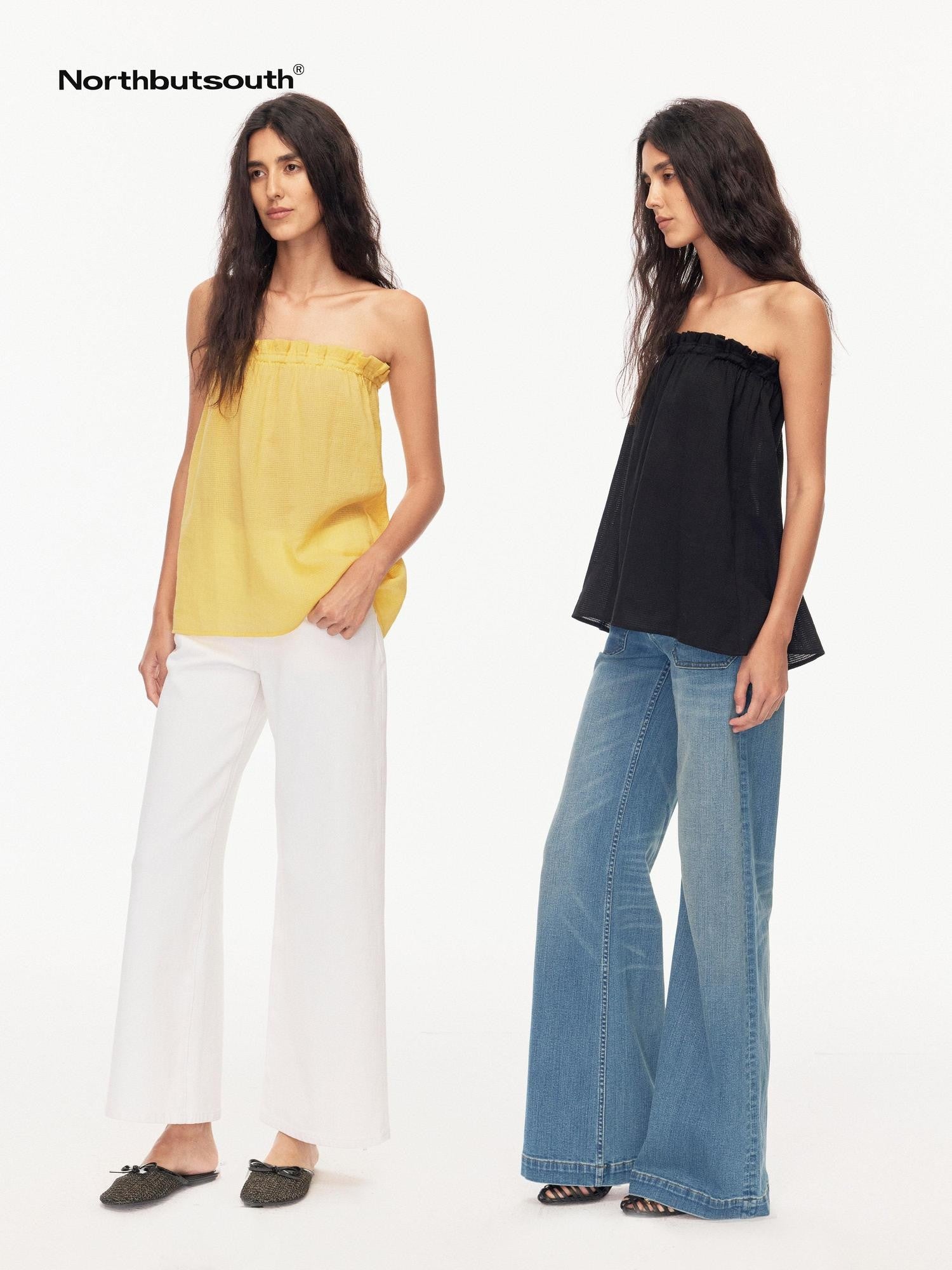 Northbutsouth Three Color Pressed Pleat Textured Slim Fit Women&