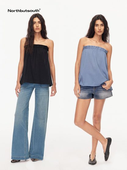 Northbutsouth Three Color Pressed Pleat Textured Slim Fit Women&