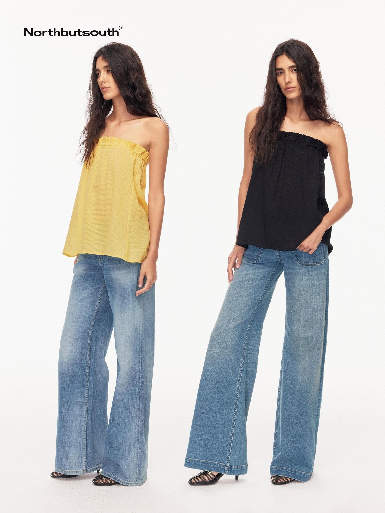 Northbutsouth Three Color Pressed Pleat Textured Slim Fit Women&