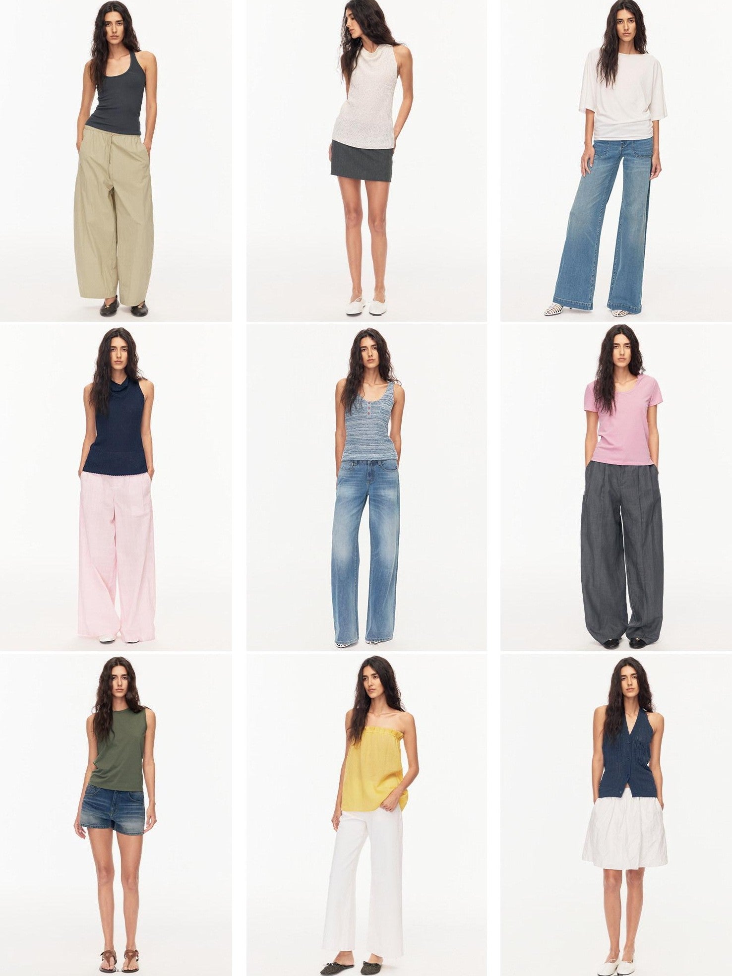 Northbutsouth Three Color Pressed Pleat Textured Slim Fit Women&
